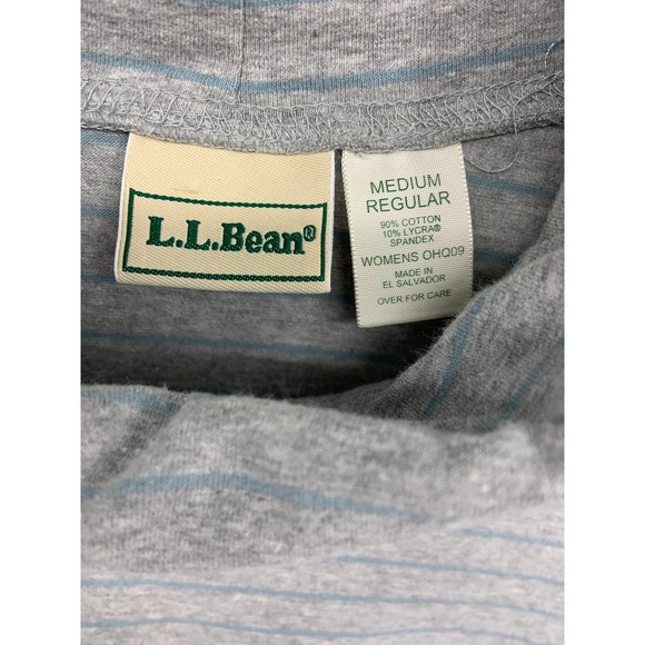 L.L Bean Turtleneck Striped Sweatshirt Grey Pullover Long Sleeve Size M - Picture 2 of 3